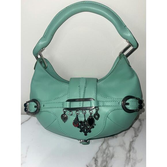 Jimmy Choo Turquoise Leather Hobo Bag with Charm Accents - Picture 1 of 4